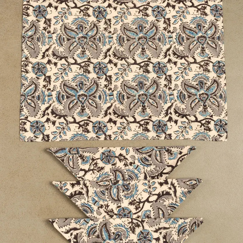 Napkin: Blue & Silver Kalamkari (Set of 4)