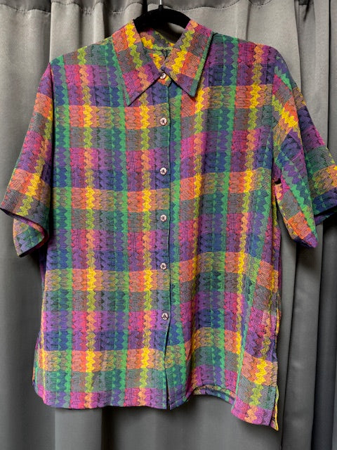 Blouse: Vintage Short Sleeve Button Up Shirts (Various Designs)