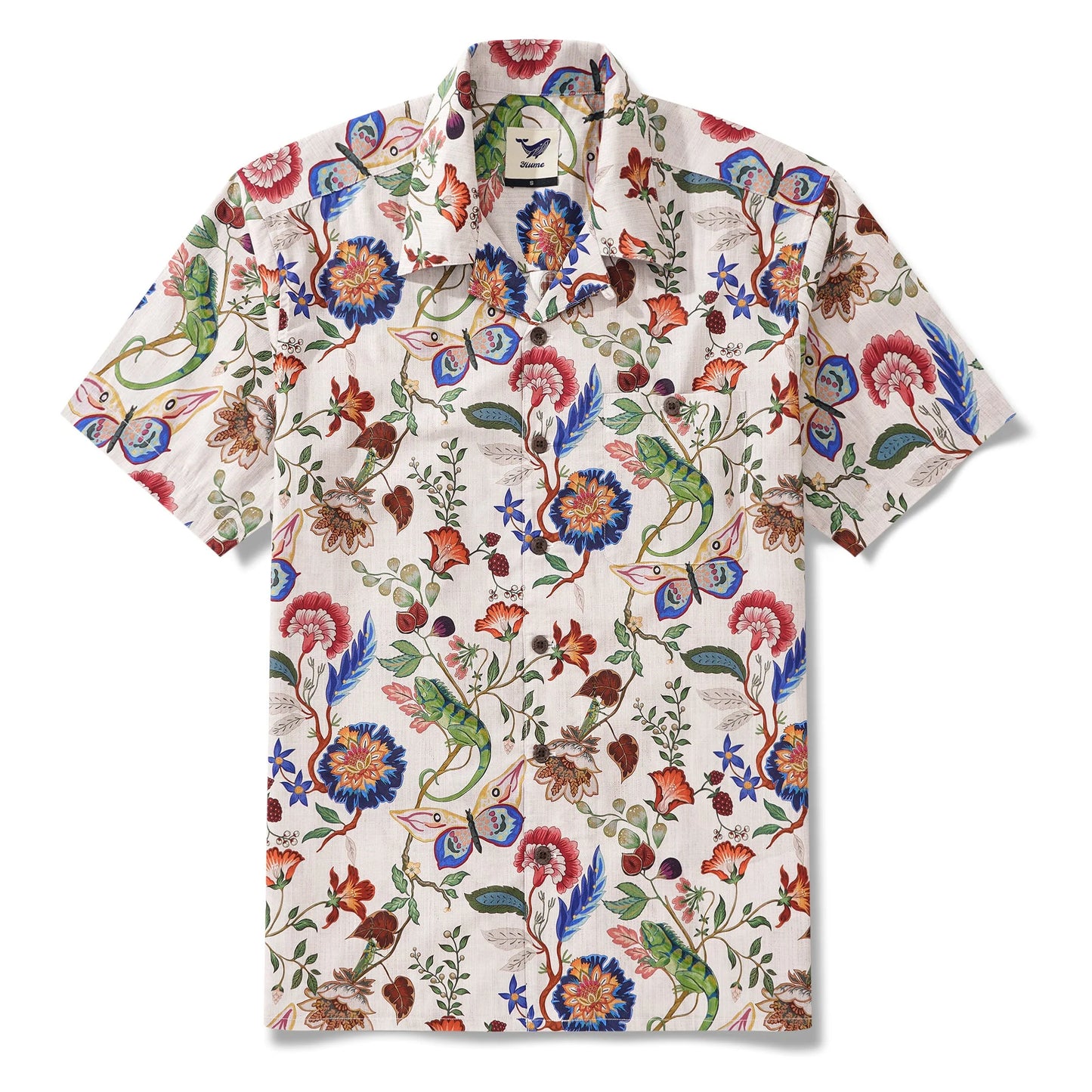 Shirt: Mens Short Sleeve Yume Shirt: Vintage Floral Hawaiian Shirt