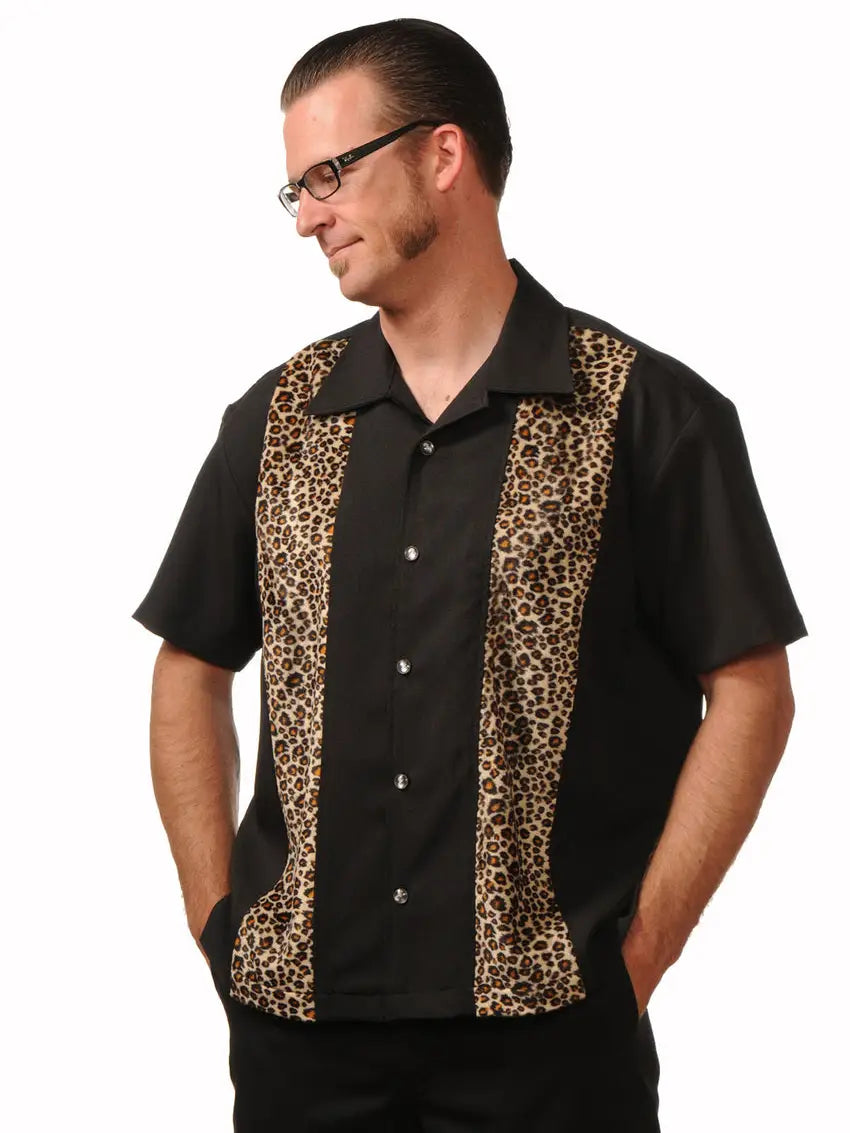 Bowling Shirt: Leopard Panel