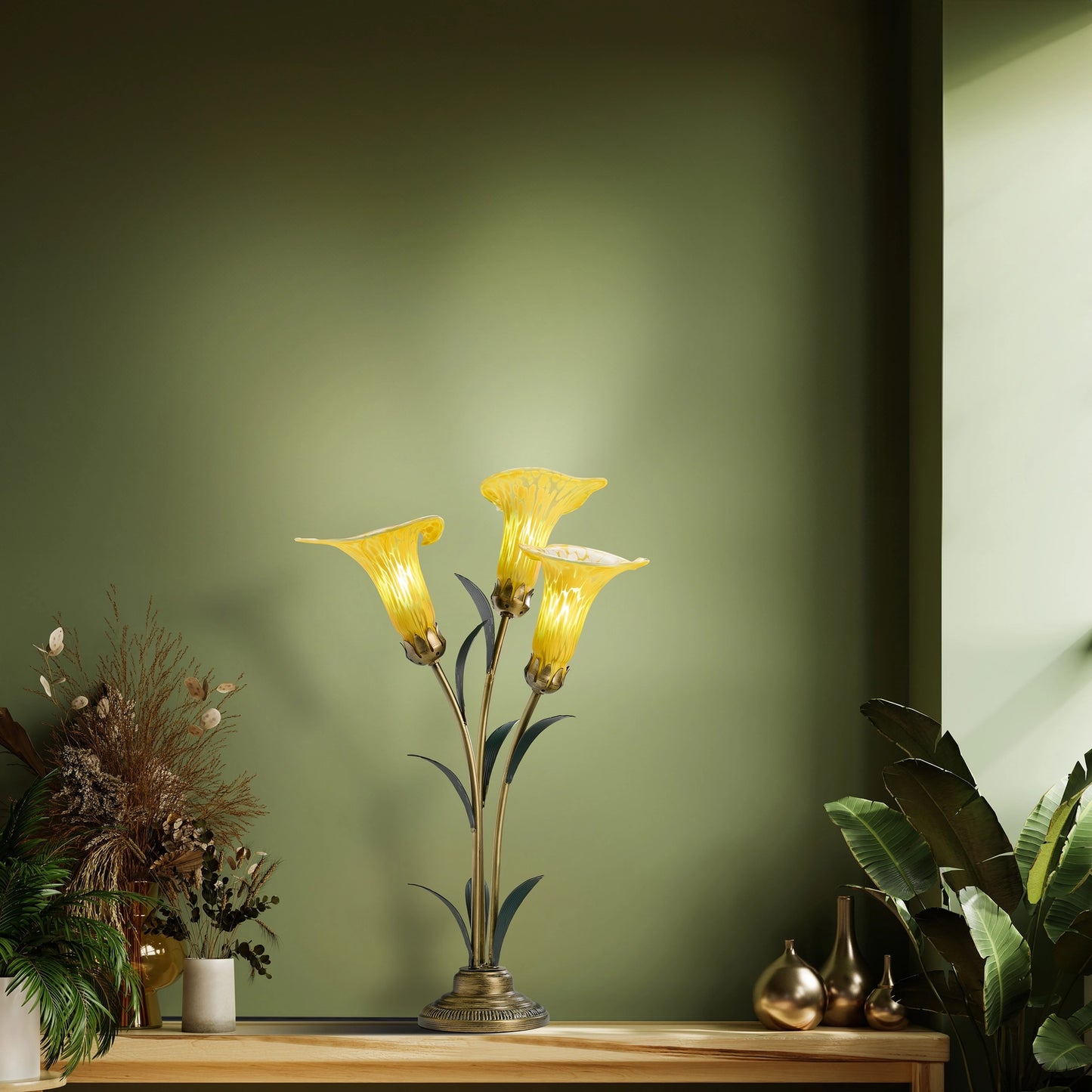 Lamp: Calla Lily Table Lamp/Hand Blown Glass (Two colors)