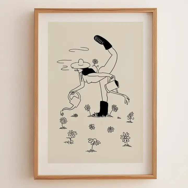 Art Print: Gardening: Minimal Retro Wall Art (Illustration)