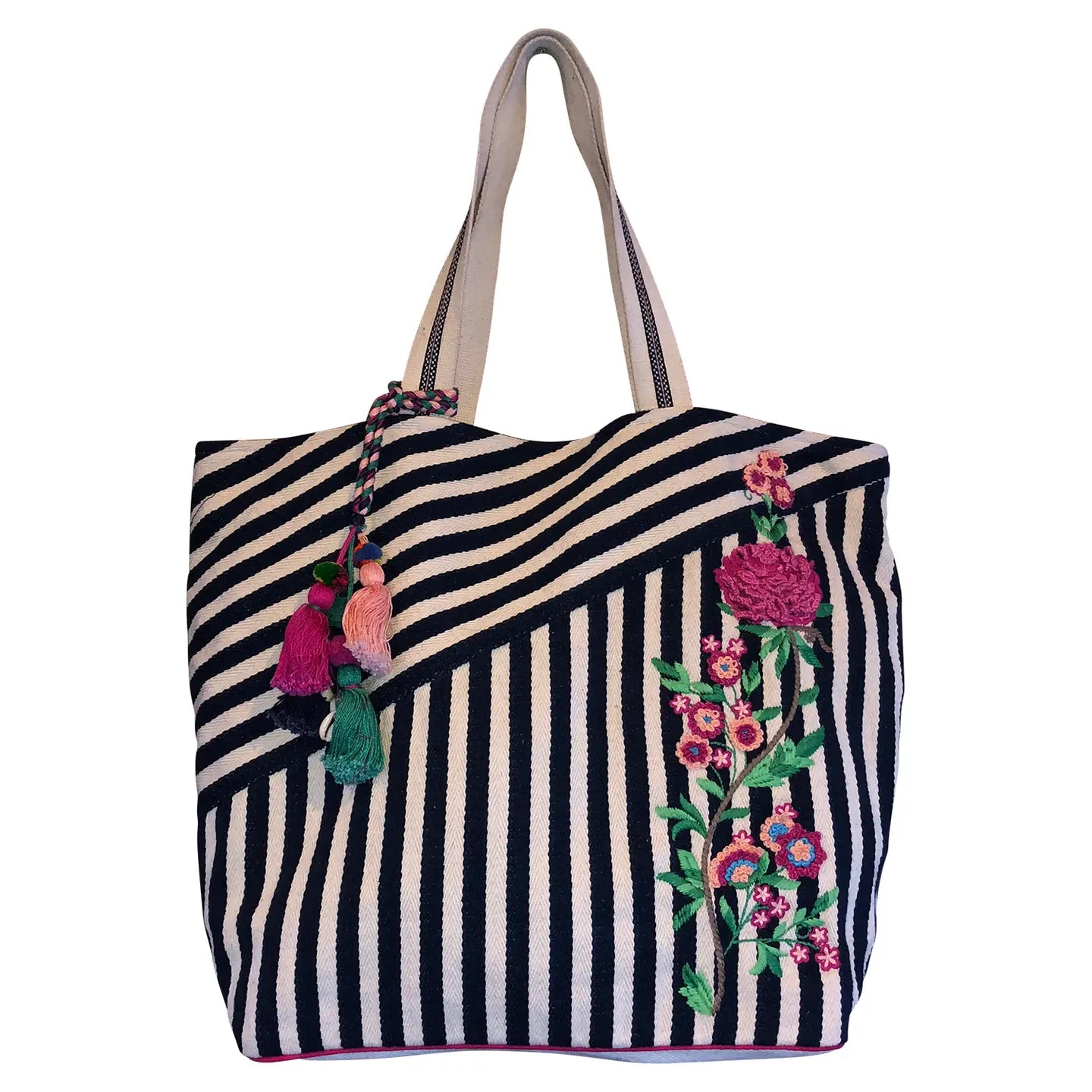 Tote Bag: Stripes with Flower