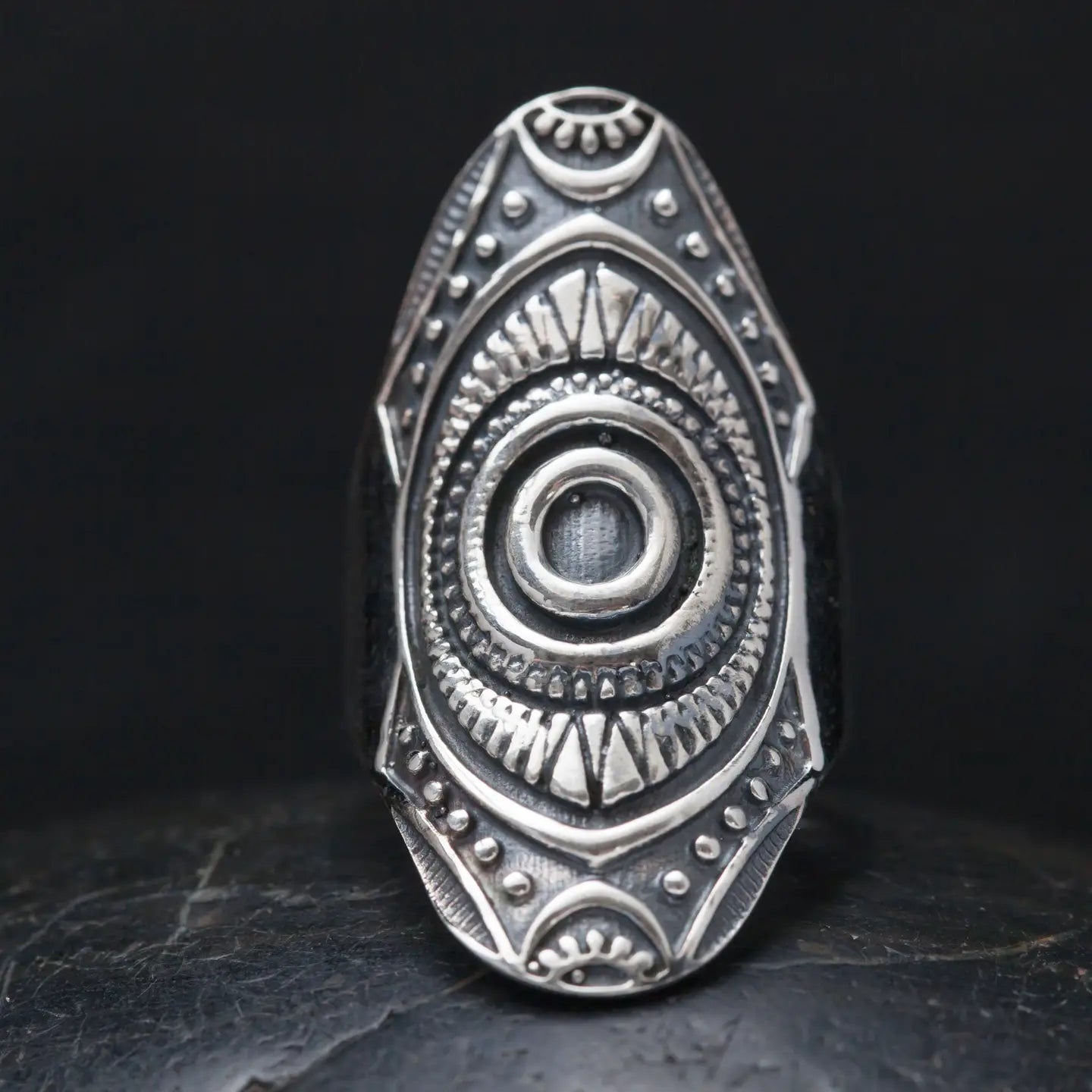 Rings: Sterling Silver Carved Shield