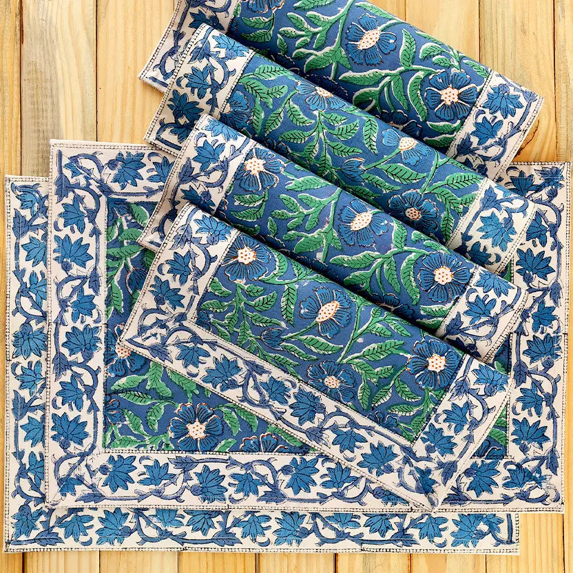 Placemats: Sage & Blue Floral (Sold Individually)