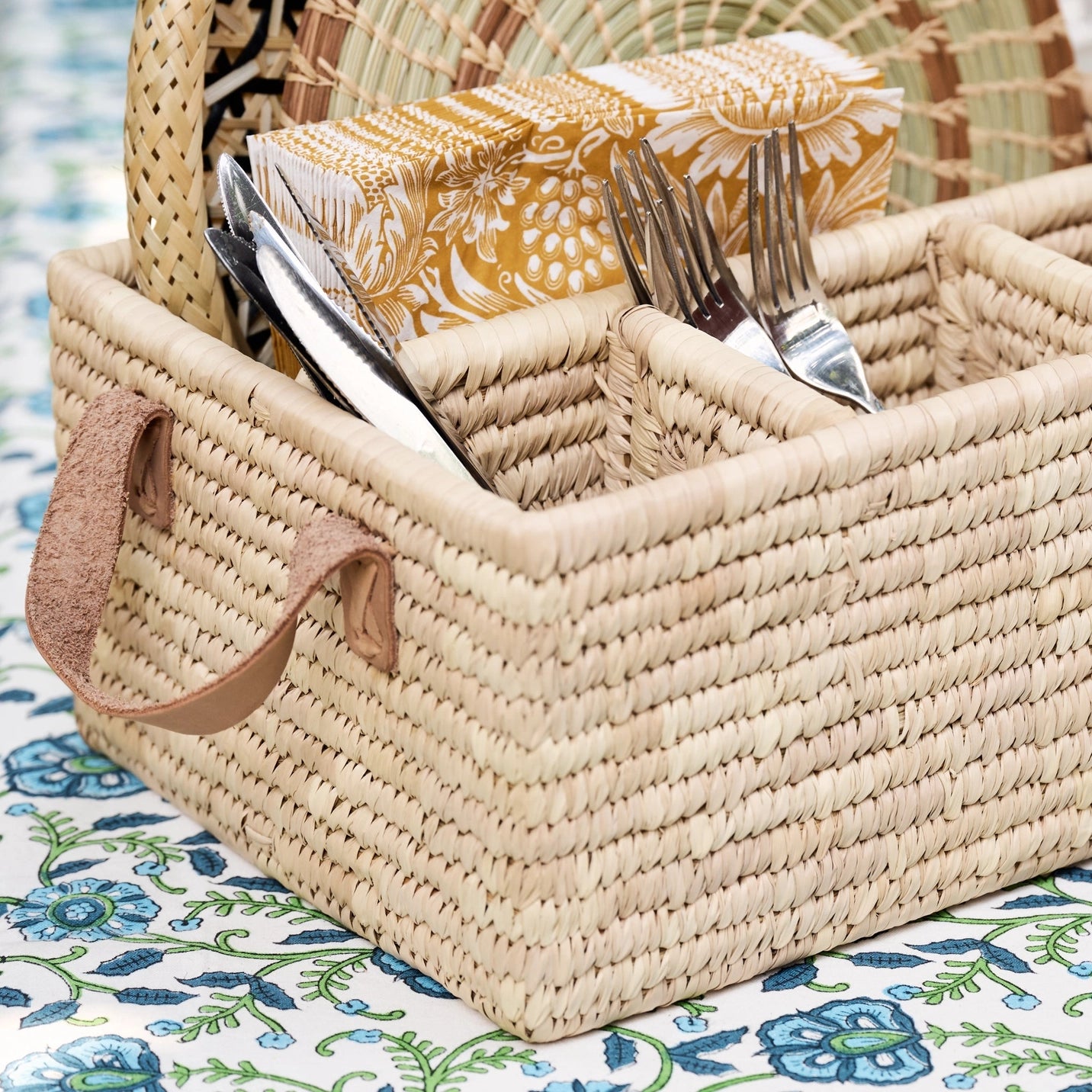 Basket: Palm Leaf Utensil Caddy