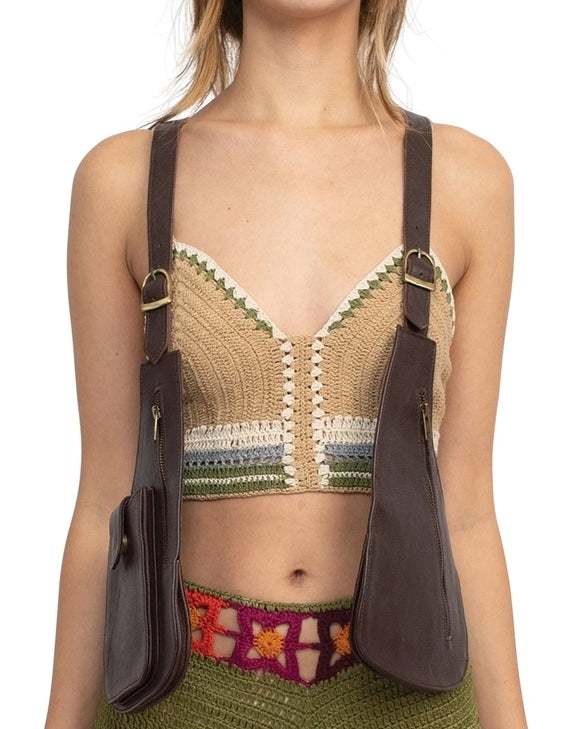 Vest Bag: Leather Zip Festival Vest (Leather)