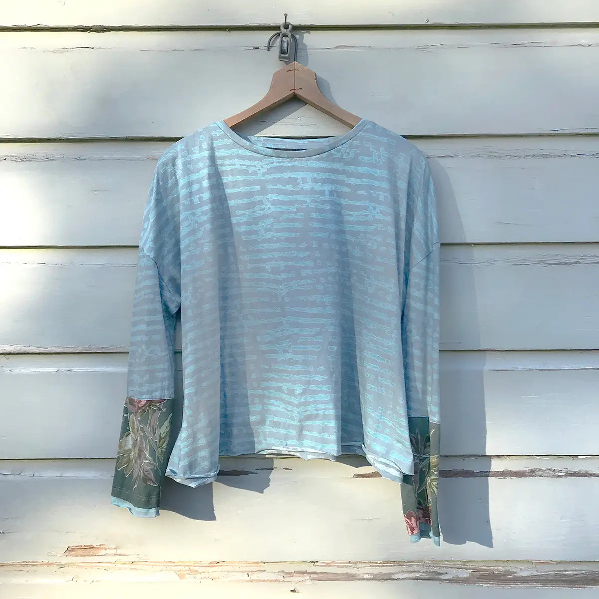 Blouse: Striped with Floral Cuffs