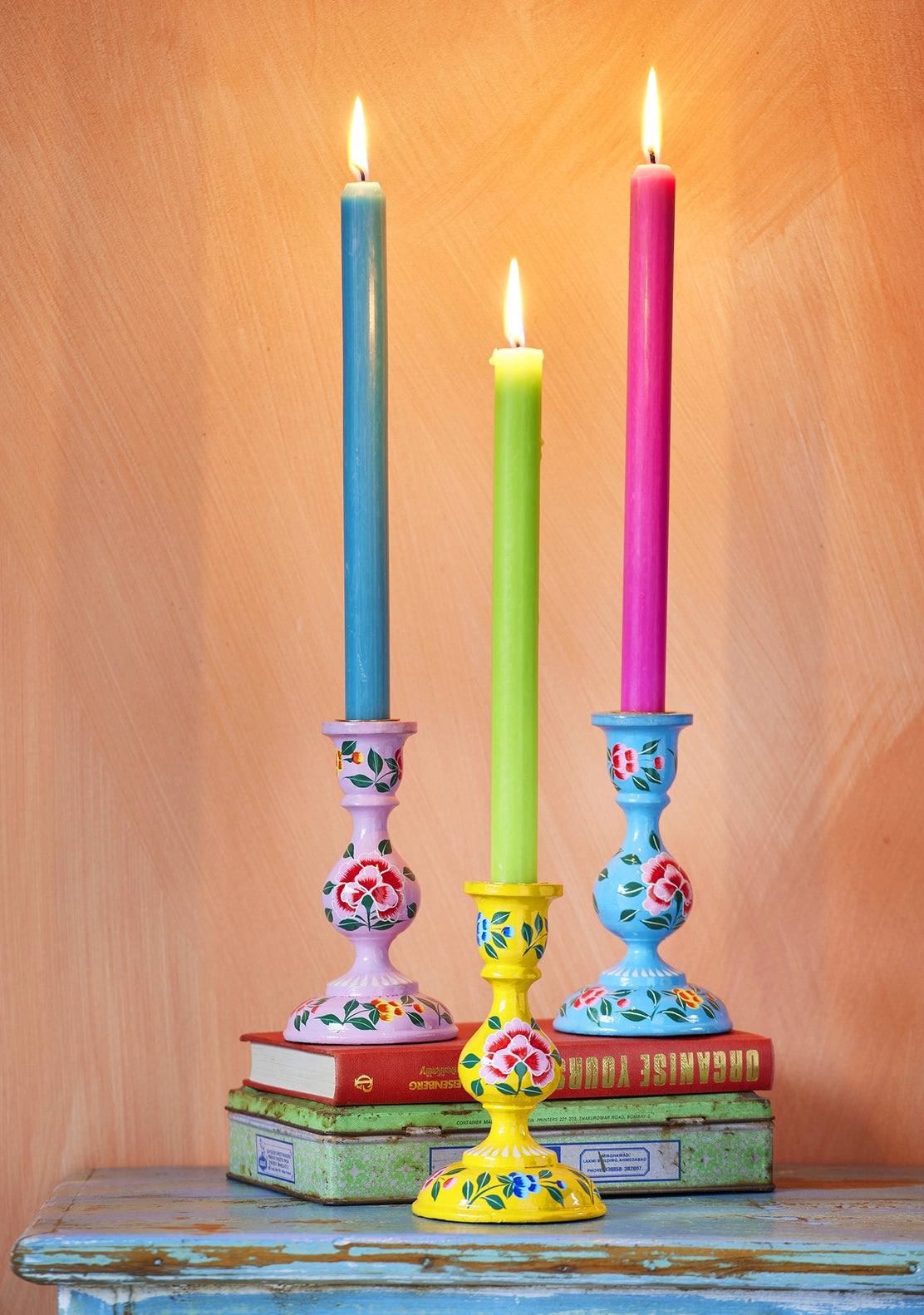 Candlestick: Hand Painted Kashmiri Candlestick