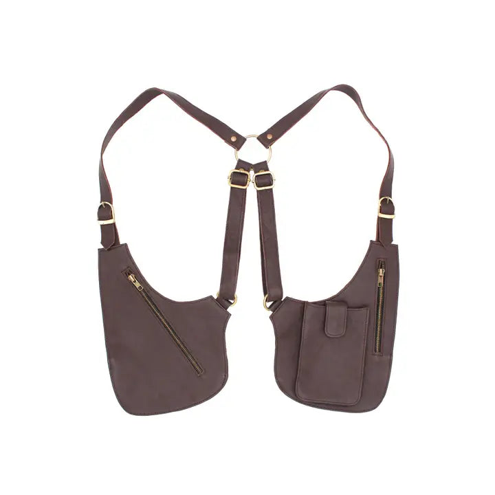 Vest Bag: Leather Zip Festival Vest (Leather)