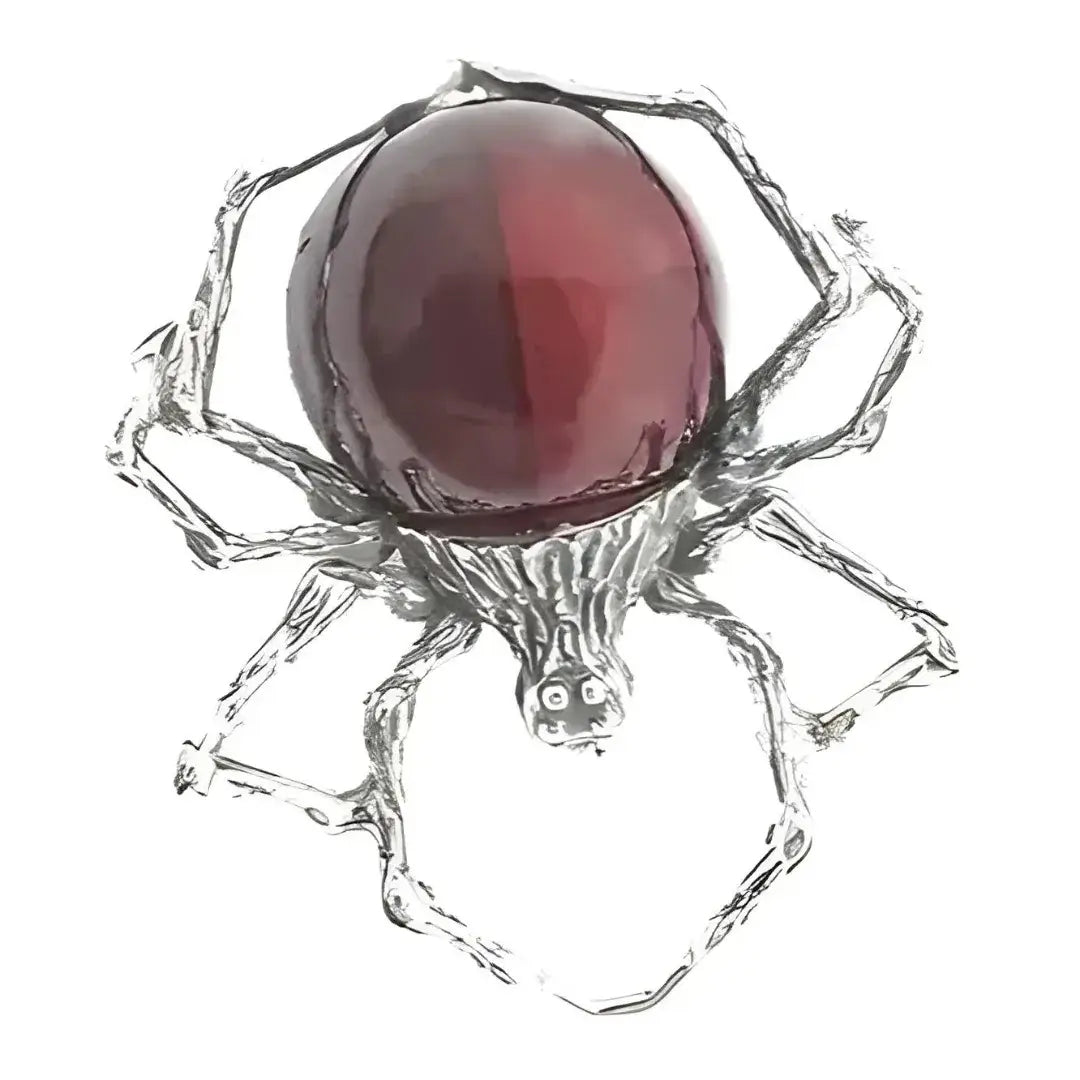 Brooches: Cherry Amber Sterling Silver Spider