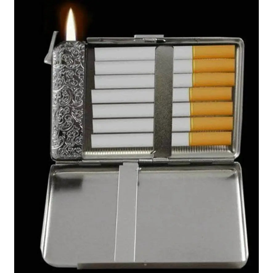 Cigarette Case with Lighter: Cat Smoking