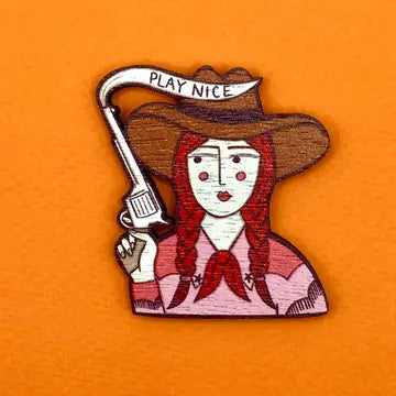 Brooches: Walnut Wood Characters