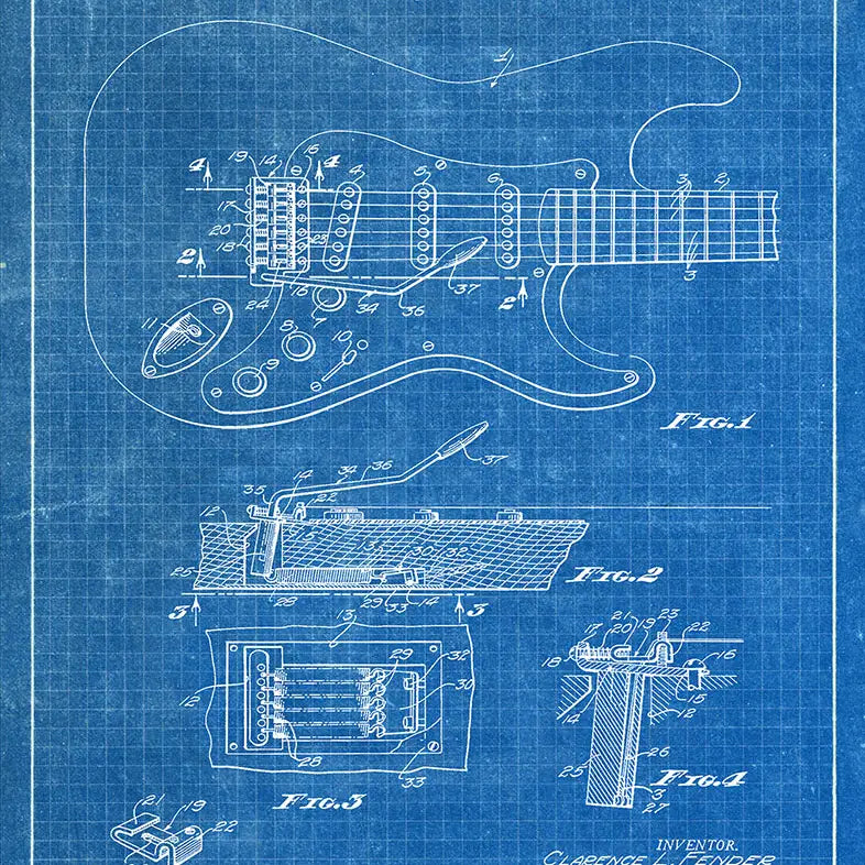 Art Print: Fender Guitar 1956 Patent