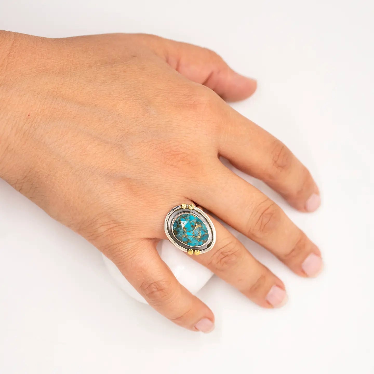 Rings: Sterling Silver Copper Turquoise