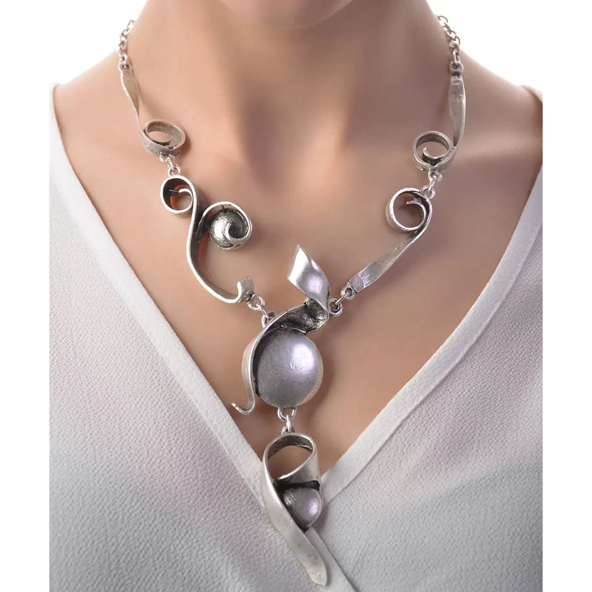 Necklace: Silver Plated Abstract