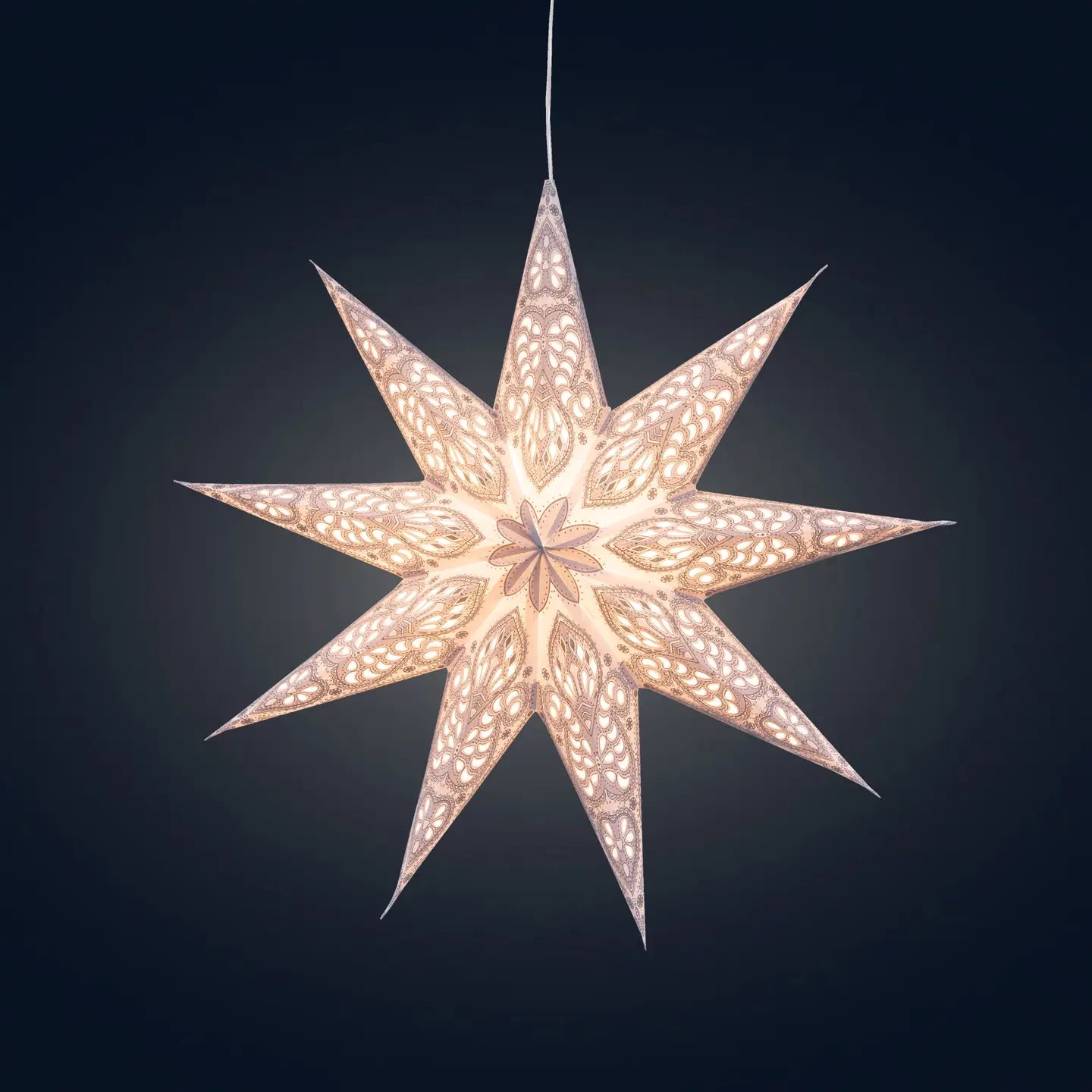 Lantern: 9 Pointer, 17", White Paper Star