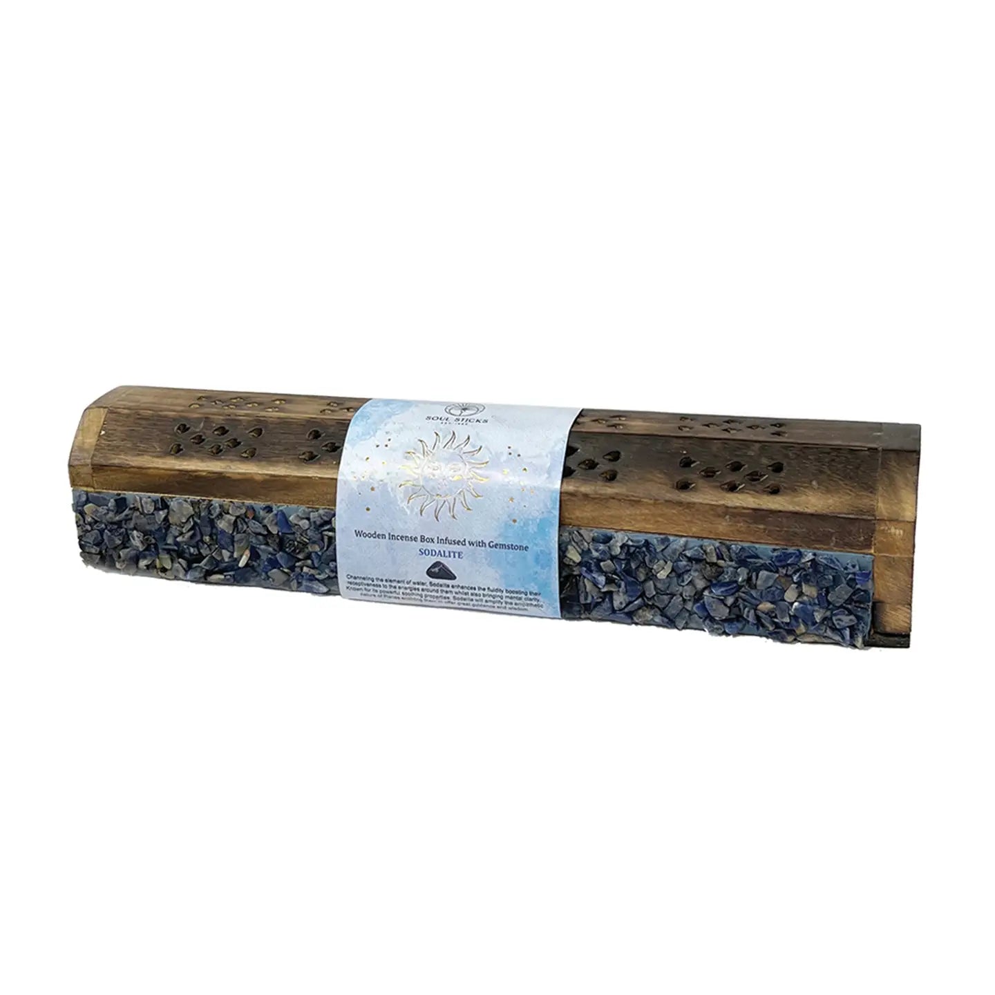 Incense Box: Sodalite Elements Crystal Wooden Coffin Box