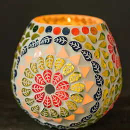 Votive: Recycled Glass Large Flower