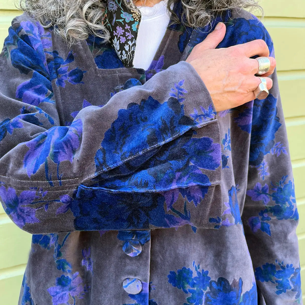 Jacket: Purple/Gray Floral Velvet