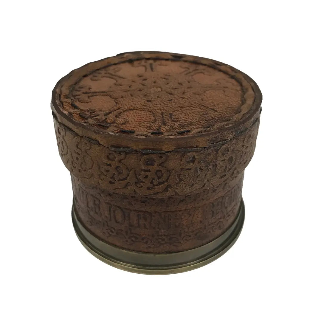 Compass: Antique Brass in Leather Cylinder Case