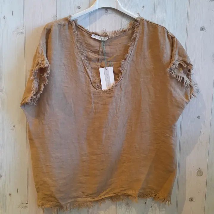Blouse: 100% Linen Fringed (Three Colors)