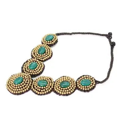 Necklace: Hand Stitched & Brass Beaded Necklace