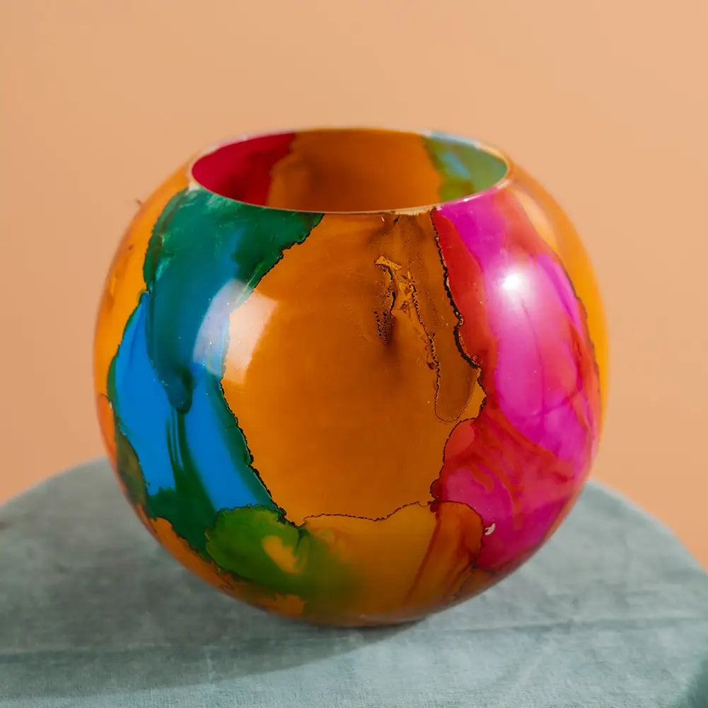 Vase: Marble Finish Hurricane Glass