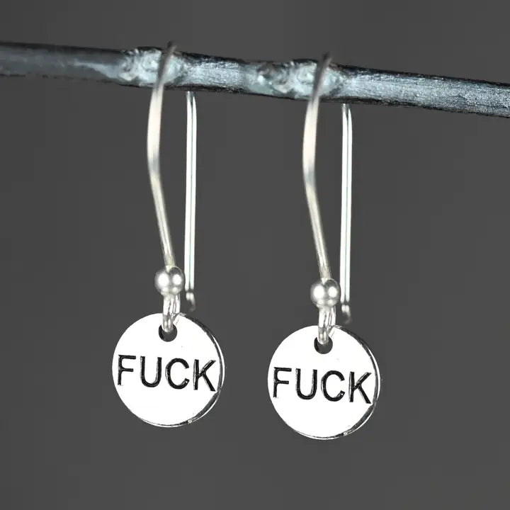 Earrings: Fuck Hand Stamped