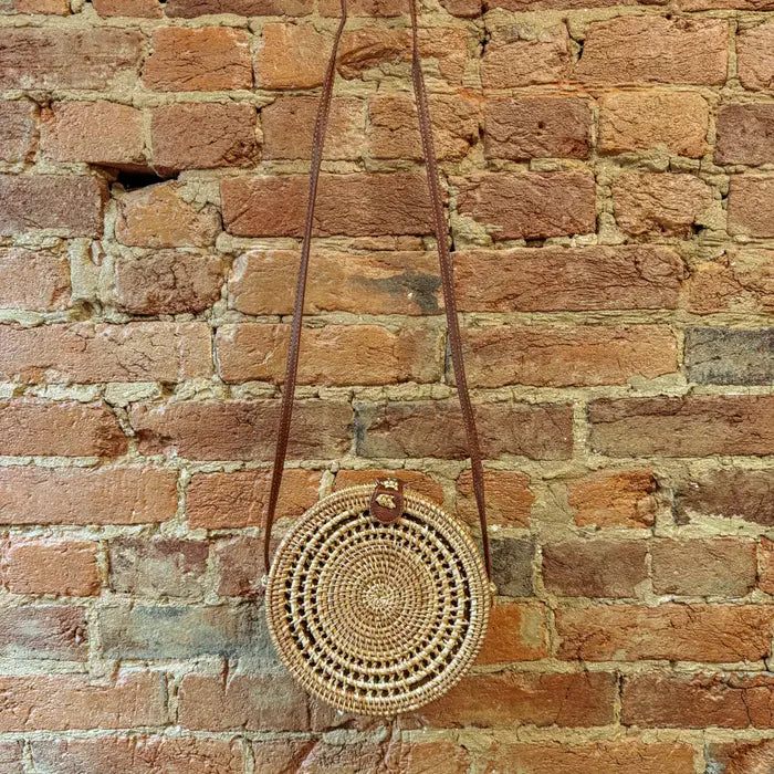 Crossbody: Beachy Boho Rattan Circle Basket