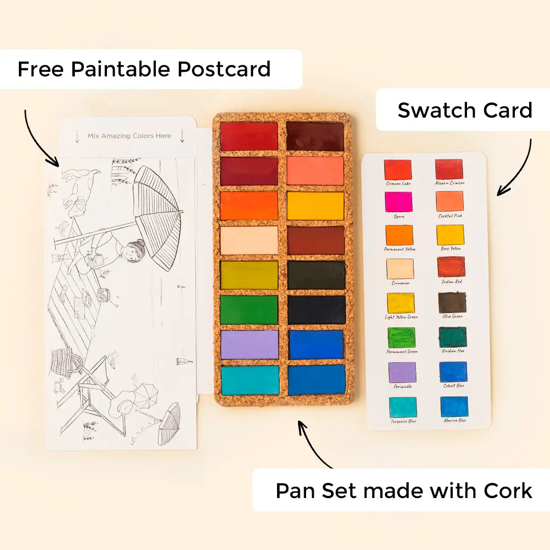 Watercolor Paint Pan with Cork Base