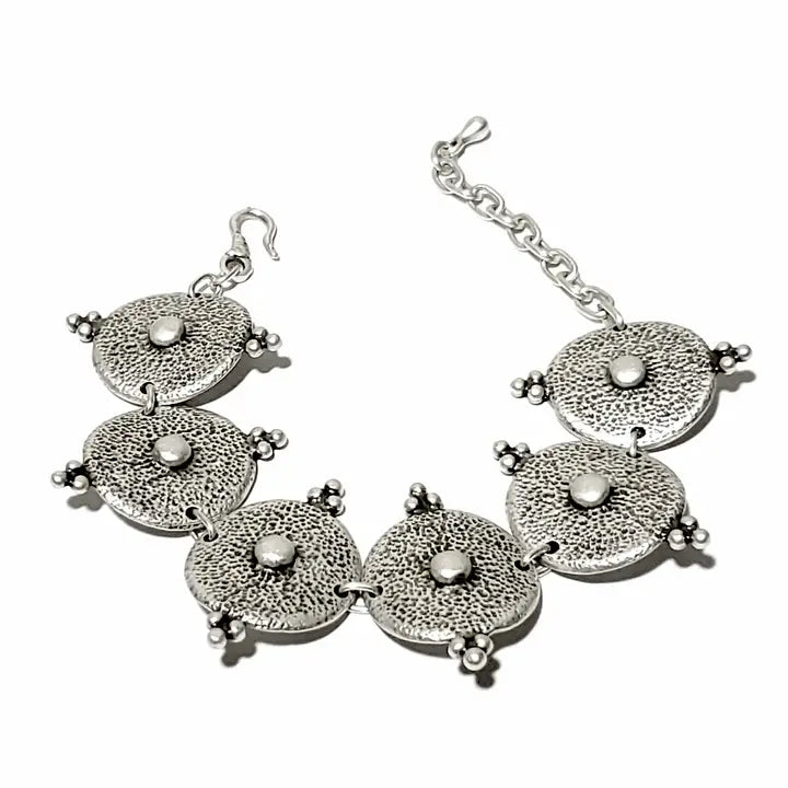 Bracelet: Pewter Hammered Discs