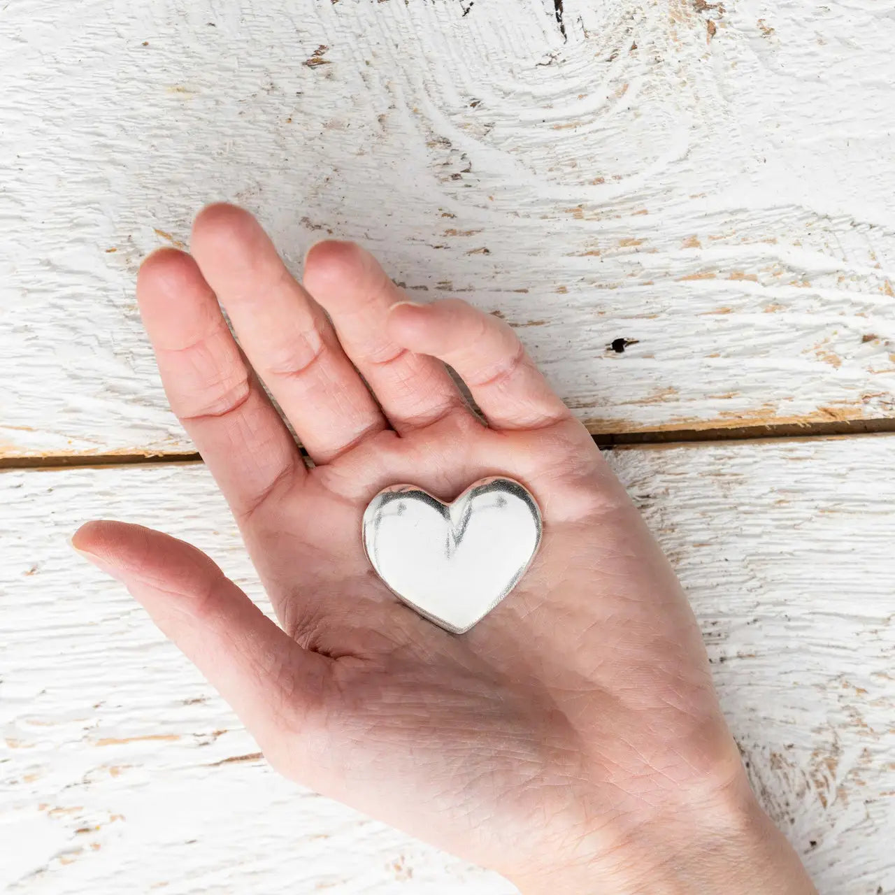 Pewter Heart Palm Stone