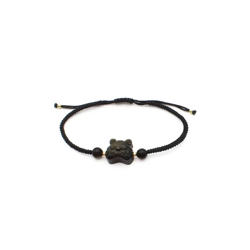 Bracelet: Obsidian Cat Face