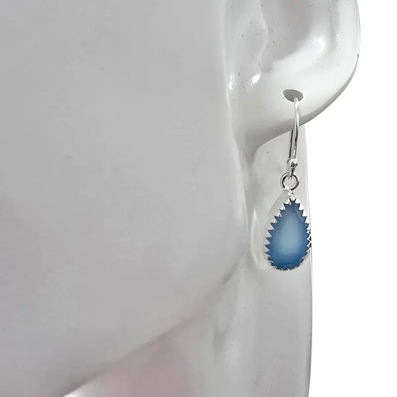 Earrings: Faceted Blue Chalcedony Sterling Silver