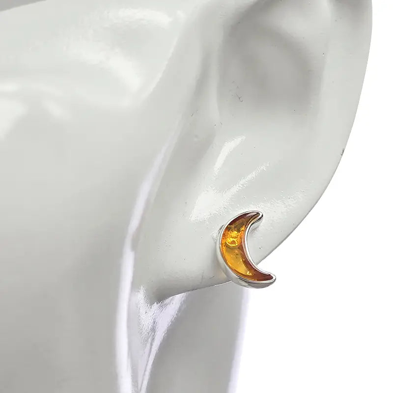 Earrings: Cognac Amber Moon Studs