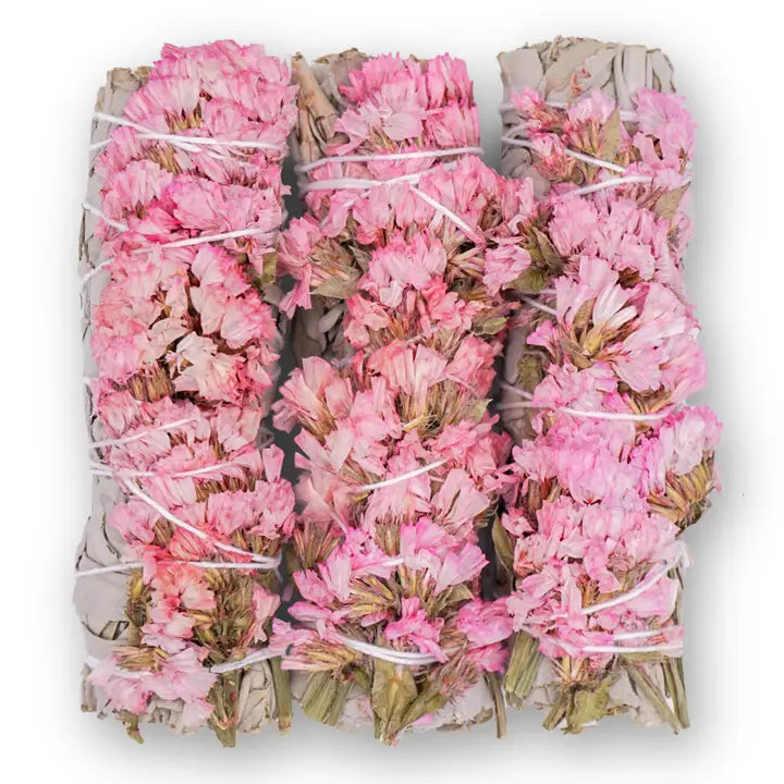 Sage: Pink Sinuata Flower with White Sage