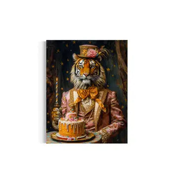 Art Print: Tiger with Tiered Cake