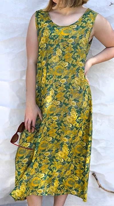 Dress: Vintage Roses Green & Mustard Print