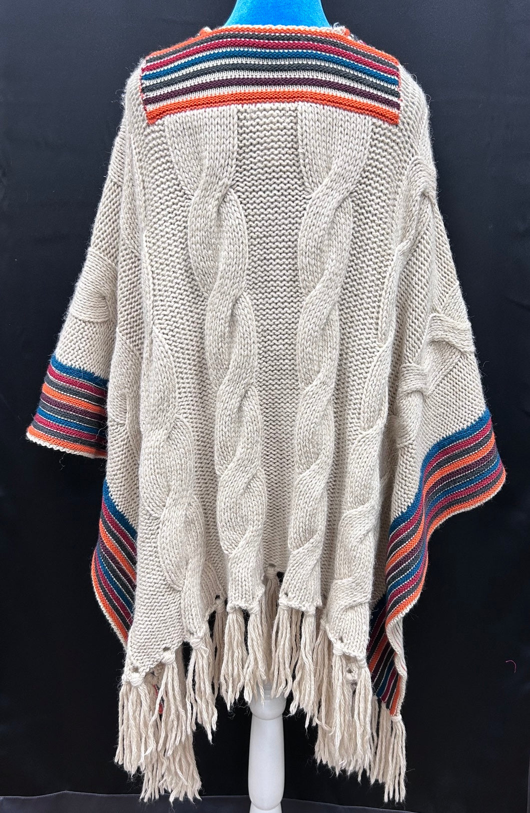 Poncho: Cream and Multi-Color Striped Lucky Brand (Second Chances)