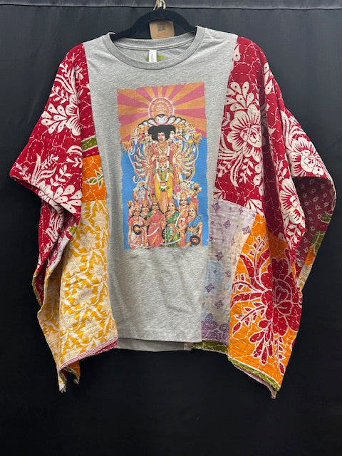 Upcycled Kantha Tee: Jimi Hendrix Experience