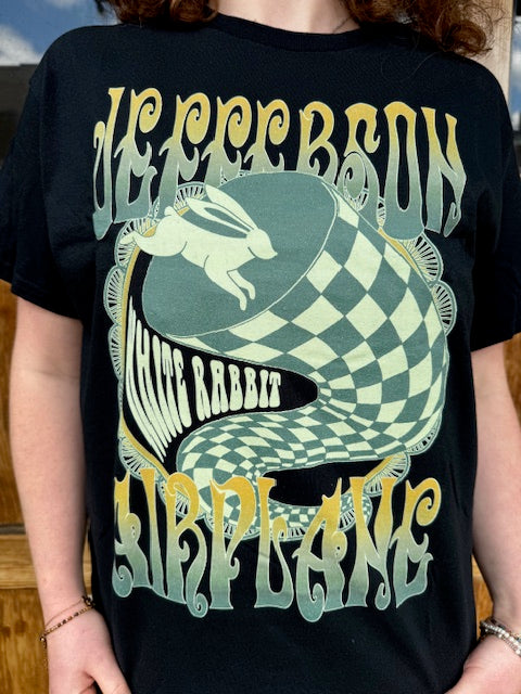 T-Shirt - Official Jefferson Airplane T-shirt White Rabbit/Green Ombre
