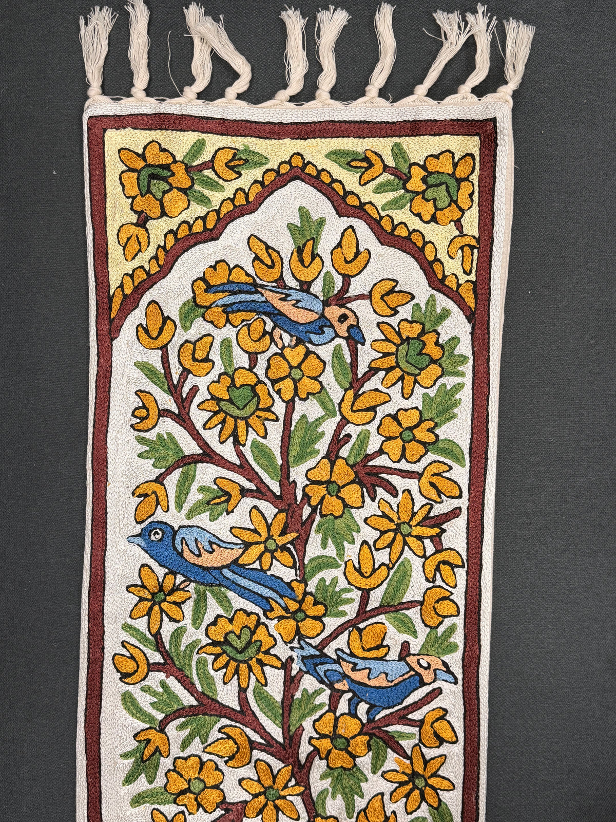 Table Runner: Hand-Embroidered Silk Thread Runner