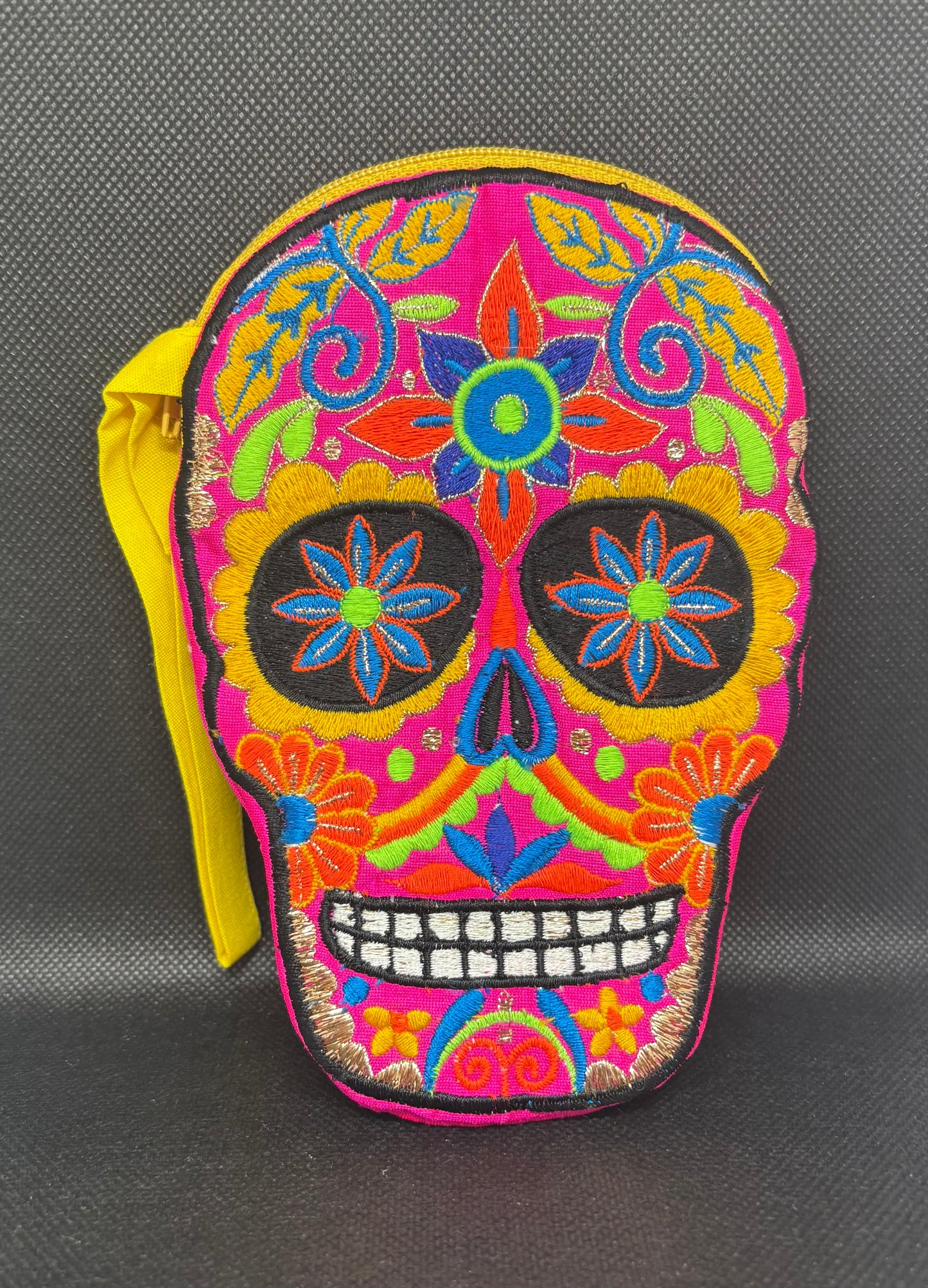 Coin Purse: Skull Embroidered (Various Colors)