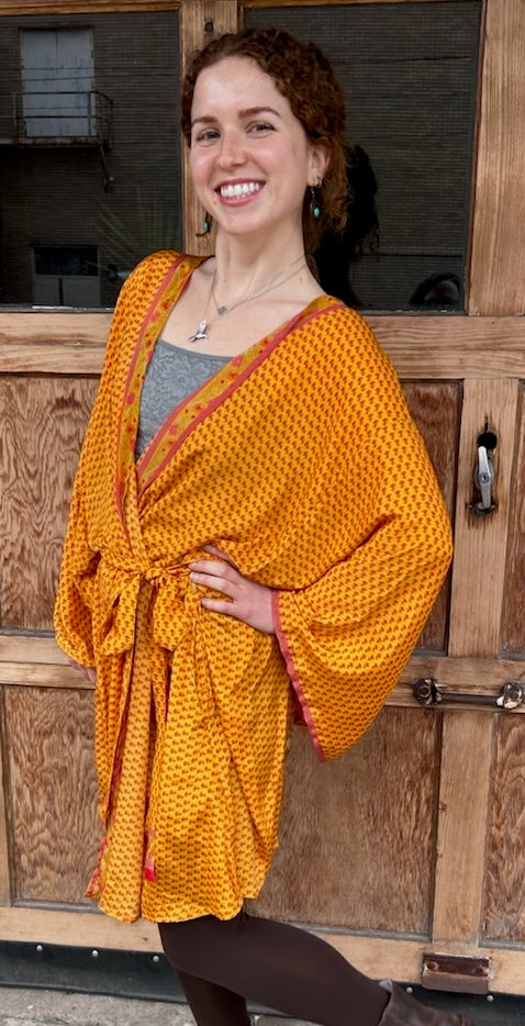 Robes: Up-Cycled Silk Short Kimono
