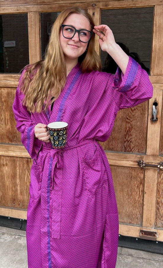 Robes: Upcycled Silk Long Kimono (Various Designs/Colors)