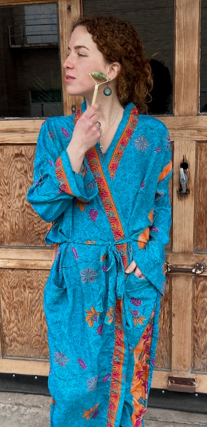 Robes: Upcycled Silk Long Kimono (Various Designs/Colors)
