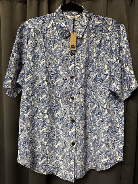 Blouse: Vintage Short Sleeve Button Up Shirts (Various Designs)