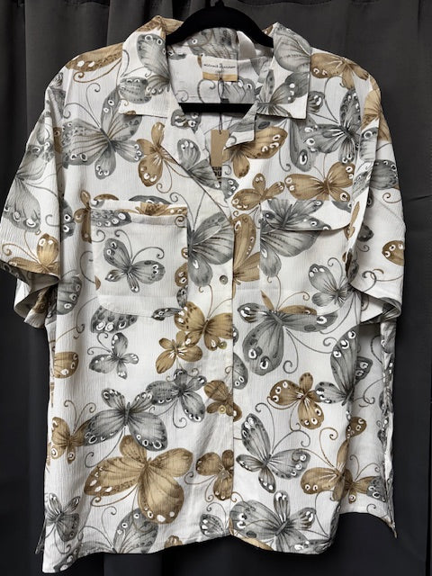Blouse: Vintage Short Sleeve Button Up Shirts (Various Designs)