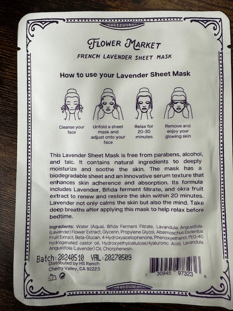 Face Mask: French Lavender Sheet Mask
